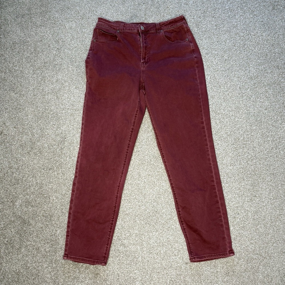 American Eagle Mom Jeans Women's Size 12 Red Stretch Pants Denim Curvy